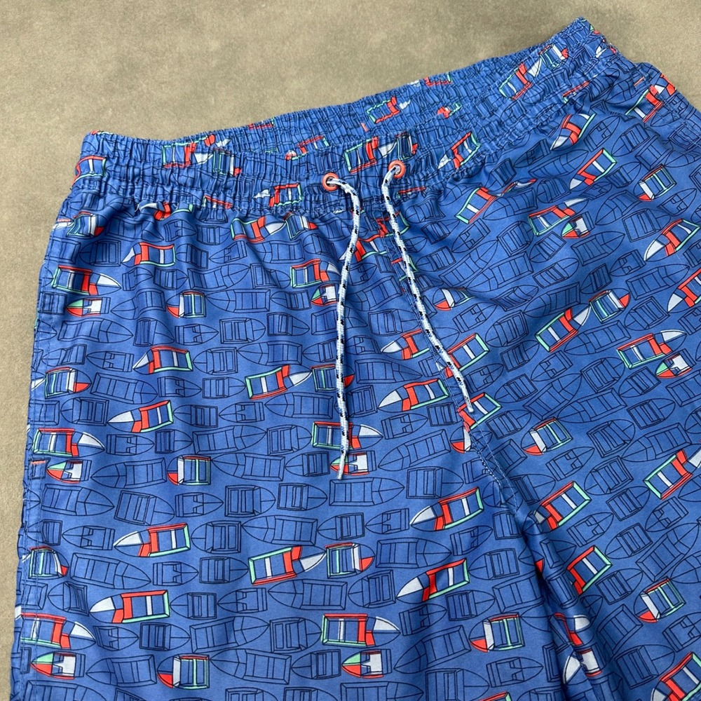 Goodfellow Swim Trunks Men M Blue Sailboat Print Elastic Waist Excellent